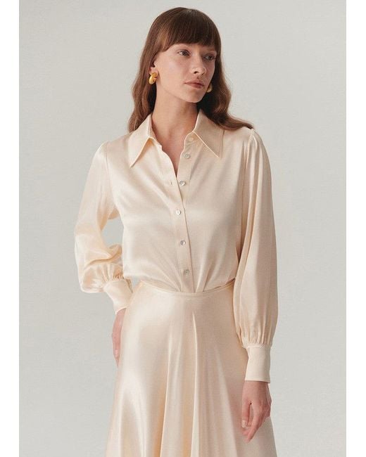 Exquise Natural Neutrals Regular Fit Satin Shirt