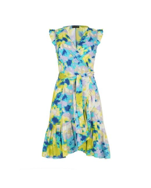Conquista Blue Lemon Splash Watercolor Viscose Dress