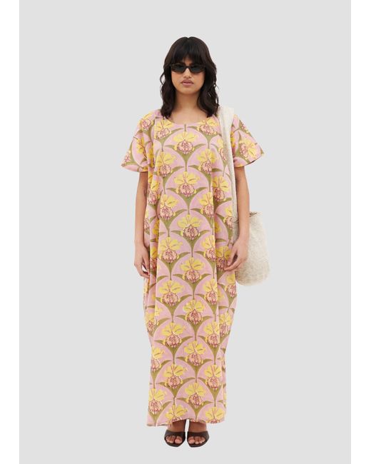 Manuela Cabrales Metallic Trianae Block Print Kaftan