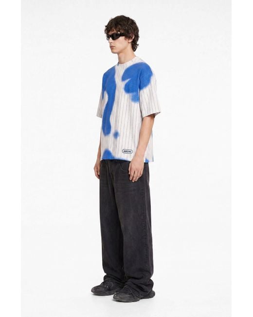 mysimplicated Blue Spray Stripes Oversized T-Shirt for men