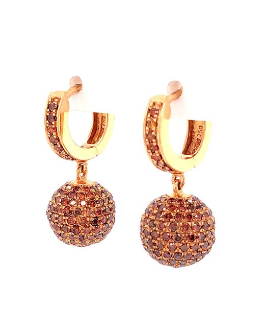 Artisan Multicolor 18k Rose Gold With Pave Colored Diamond Bead Ball Handmade huggies Earrings