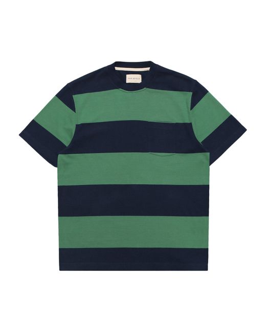 Far Afield Green Bold Stripe Pocket T-shirt for men