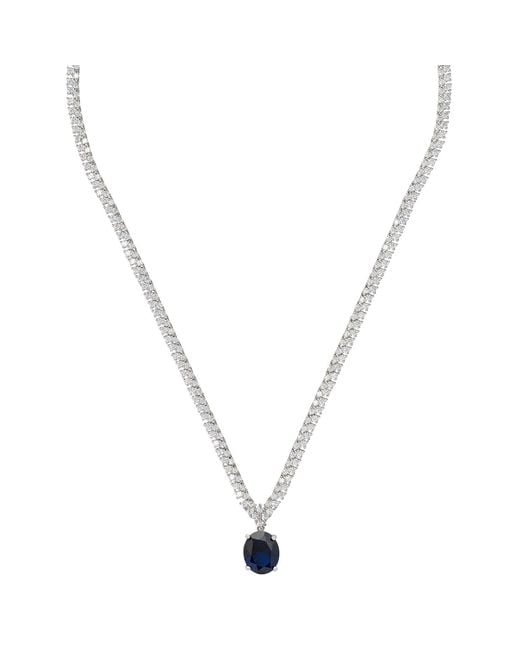 Latelita London Metallic Garbo Oval Gemstone Tennis Necklace Sapphire