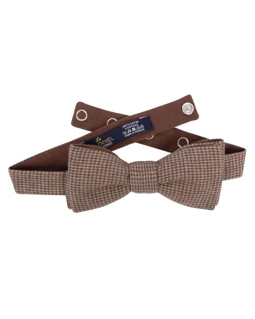 LE COLONEL Brown Coffee Houndstooth Bow Tie for men