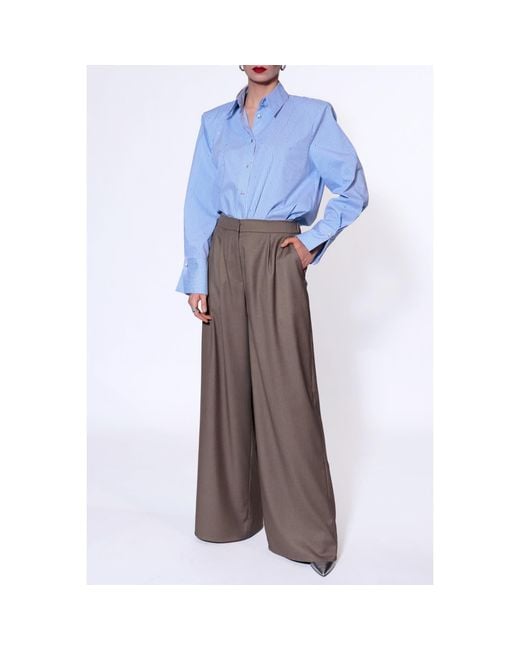 AGGI by HALEWSKI Brown Ophelie Melange High Waist Wide Suit Trousers