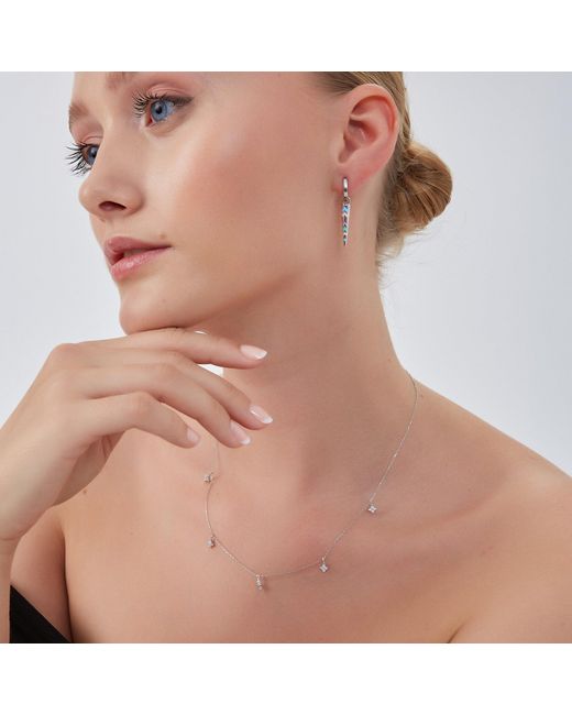 Spero London Blue Spike Sterling Drop Hoop Earrings
