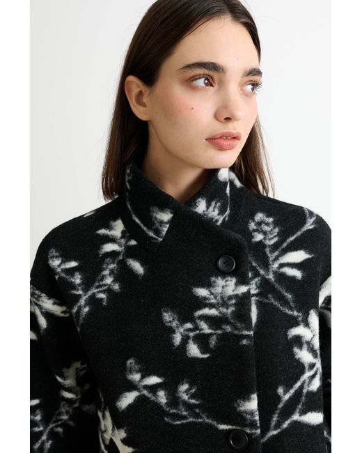 Louche Black Donalda Power Bloom Funnel Neck Coat