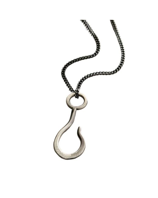 Posh Totty Designs Black Oxidised Sterling Hook Necklace for men
