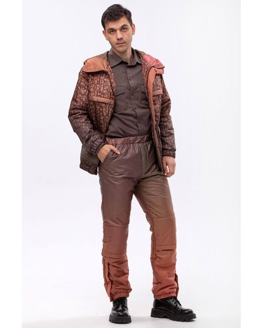 Maison Bogomil Brown Down Jacket With Original Print for men