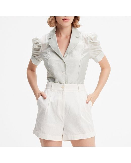 Smart and Joy Gray Chemisier Organza À Manches Courtes