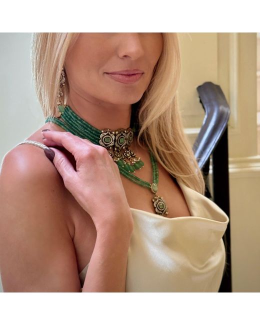 Veronica Tharmalingam Green Emma Choker With Jade And Adjustable Length