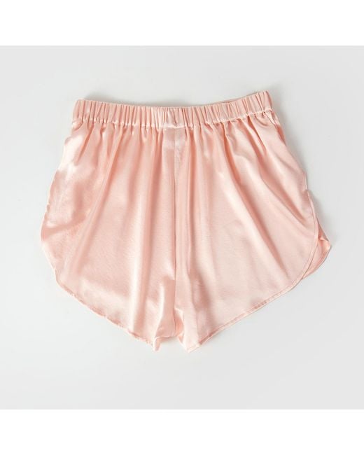Soft Strokes Silk Pink Pure Mulberry Silk Petal Shorts, Mid-Waist, Silk Charmeuse