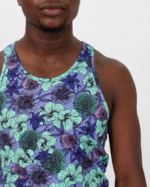 Lords of Harlech Blue Tedford Hibiscus Garden Tank for men