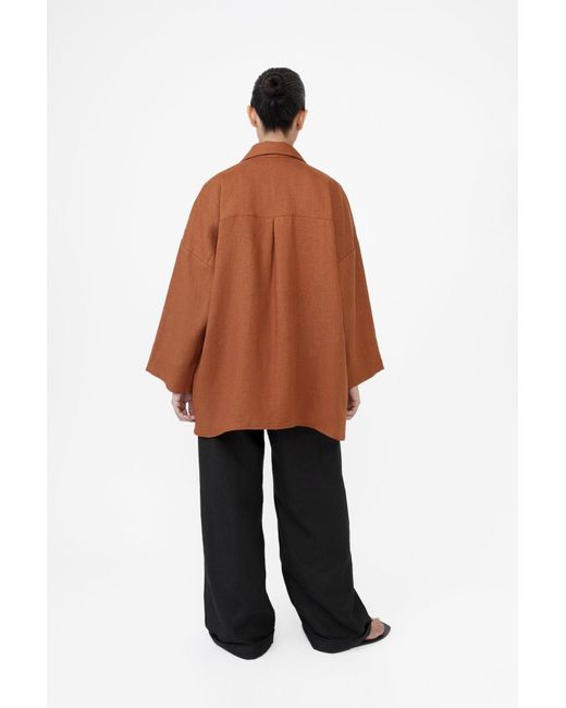 Dāl the Label Brown Essential Linen Oversized Shirt Terracota