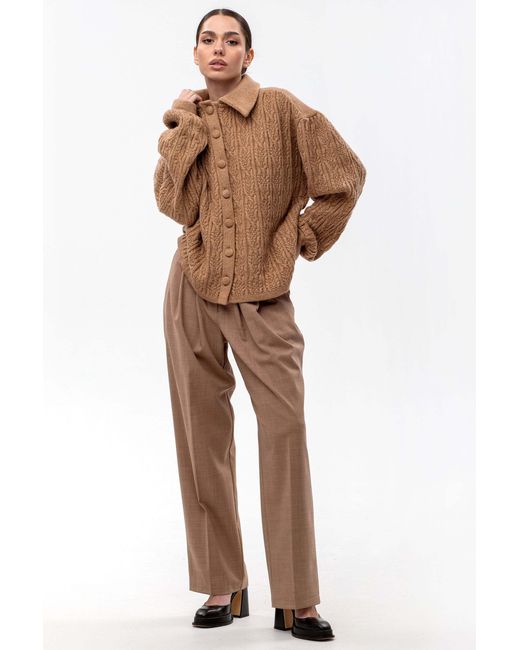 Maison Bogomil Brown Chunky Cable Knit Cardigan
