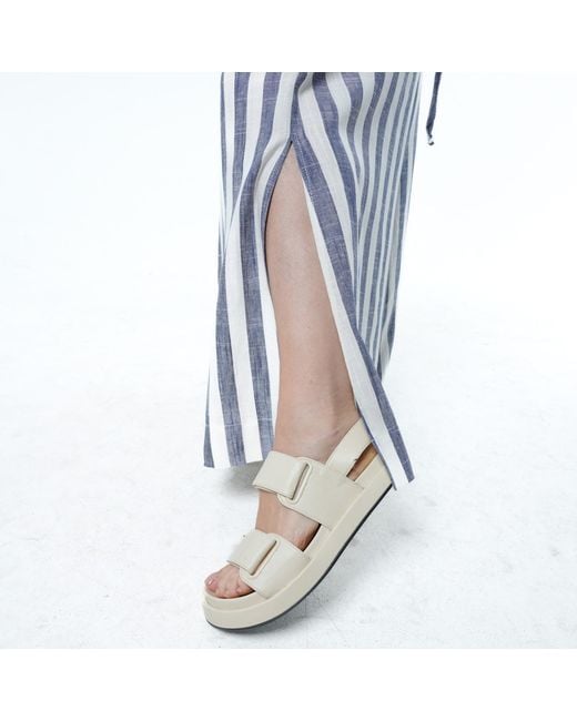 Metamorph Blue Striped Linen Palazzo Pants