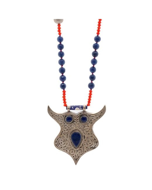 Ebru Jewelry White Night Owl Necklace