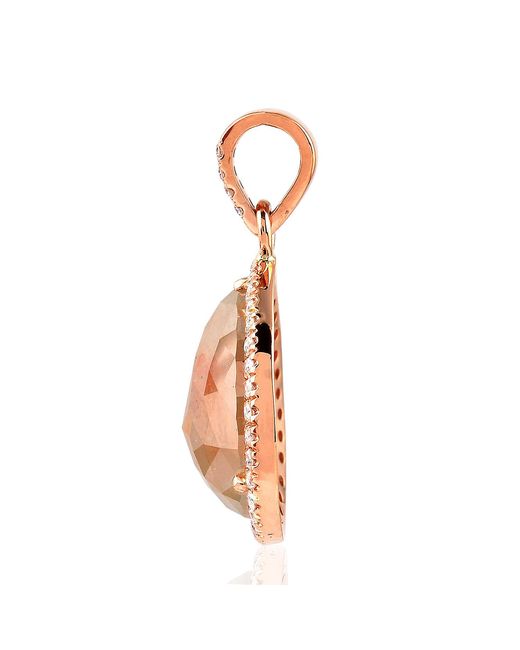Artisan Brown Ice Diamond Halo Pear Pendant