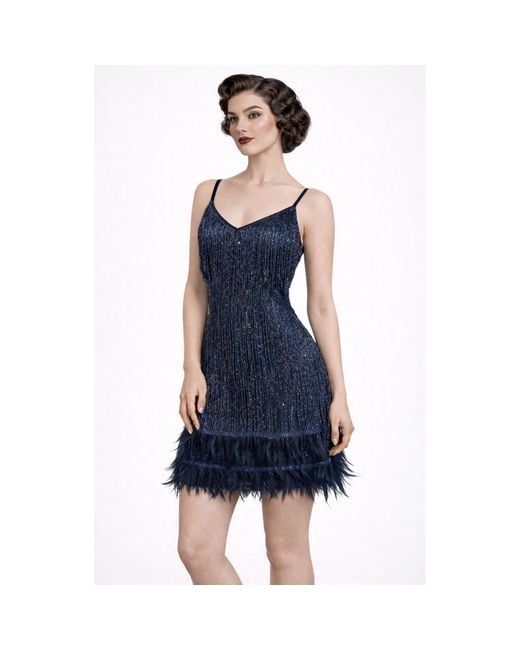 Pretty Eccentric Blue Hundred Watt Tassel Dress
