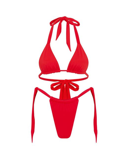 Let's Swim Red Triangle Bikini Top