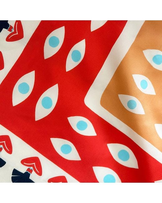 Folie Living Red Apple Of My Eye Silk Scarf Small