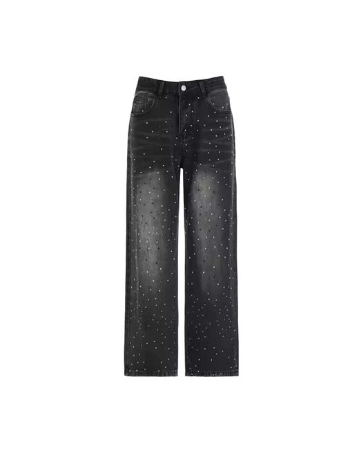 Chanel Joan Elkayam Gray Dark Crystal Embellished Washed Jeans