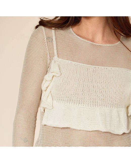 Gunda Hafner Ltd Natural Neutrals Soft Lace Knit Detail Top