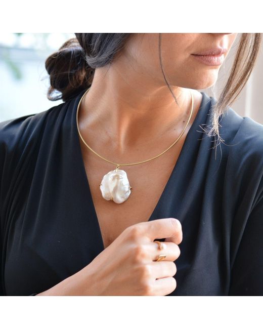 LINYA JEWELLERY Metallic Baroque Pearl Necklace