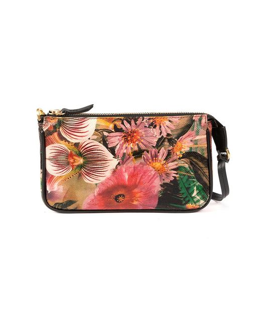 SJW BAGS LONDON Black Kenwood Leather Floral Print Mini Versatile Shoulder Bag