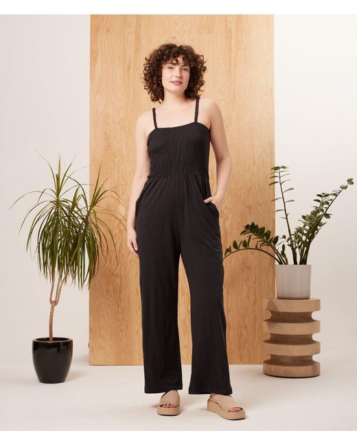 Known Supply Black Smocked Jumpsuit