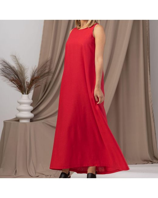 Nikka Place Red Summer Linen Cocktail Dress