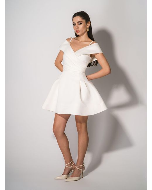 Tia Dorraine Natural Easy To Love Flared Satin Mini Dress Pearl