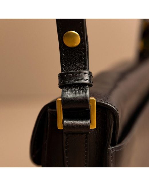 Time Resistance Black Leather Saddle Bag