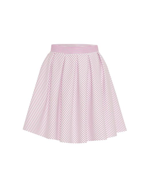 Theo the Label Pink Echo Box Pleat Striped Short Skirt