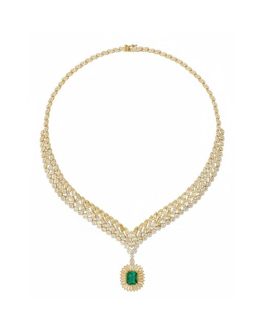 Latelita London Metallic Countess Statement Emerald Necklace