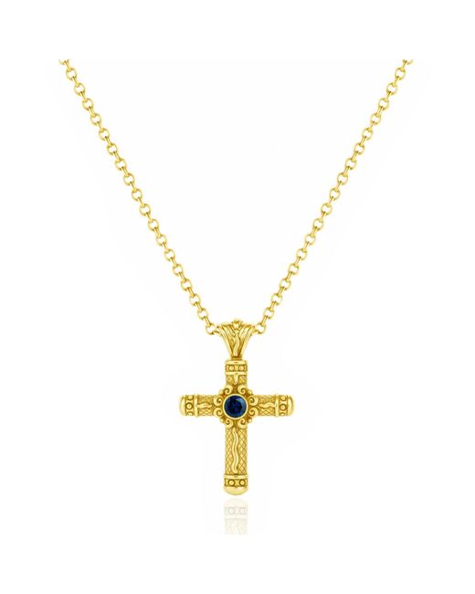 Unaloe Metallic Vermeil Sapphire Cross Necklace – Luxury Religious Jewelry