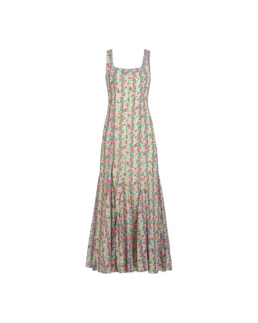 Rose & Nancy Natural Annie Fit & Flare Hand Embellished Fruit Floral Print Maxi Dress