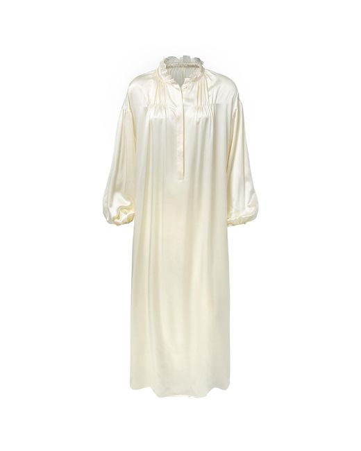NOT JUST PAJAMA White After-party Vintage Silk Blouse Dress