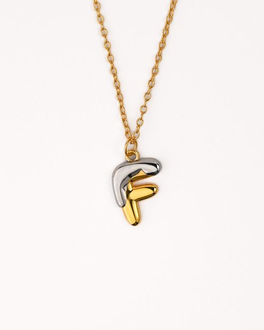 Zynnia Collective Metallic Two Tone Bubble Initial Necklace