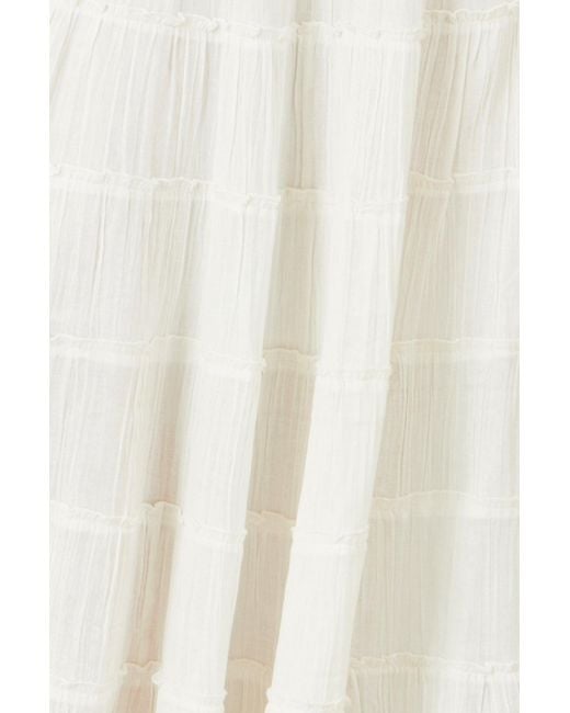 Yumi' White Double Cotton Tiered Boho Maxi Skirt