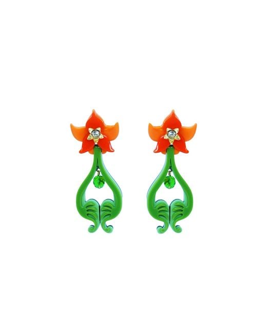 Gissa Bicalho Green Handmade Acrylic Earring Iris Living Coral
