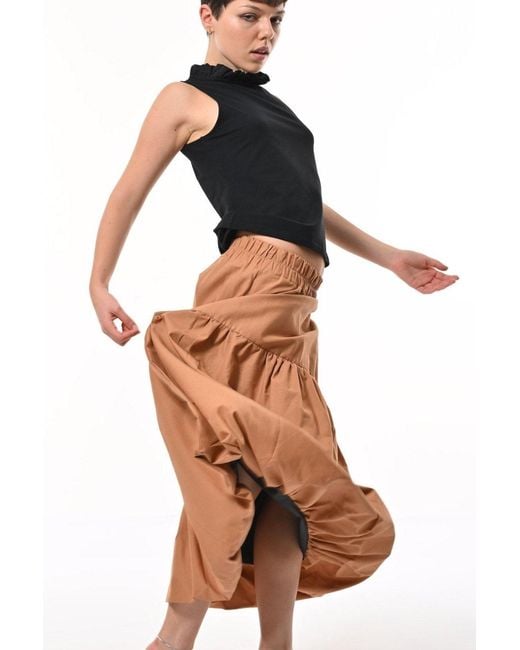 Frock Tales Brown Mylar Puffball Midi Skirt