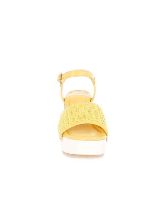 Rag & Co Yellow Mazaro Raffia Chunky Sandals