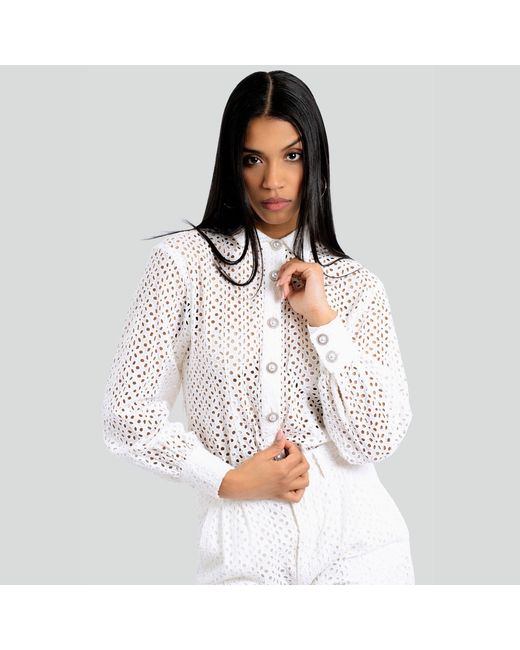 Maui X Lolita White Florence Eyelet Two-Piece Pants Set
