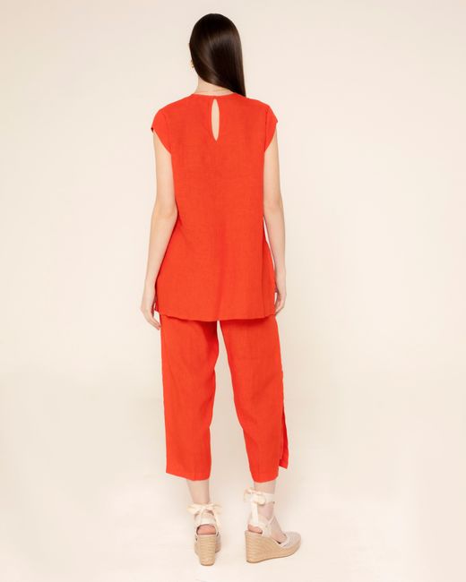 Niza Red Linen Top Cannes