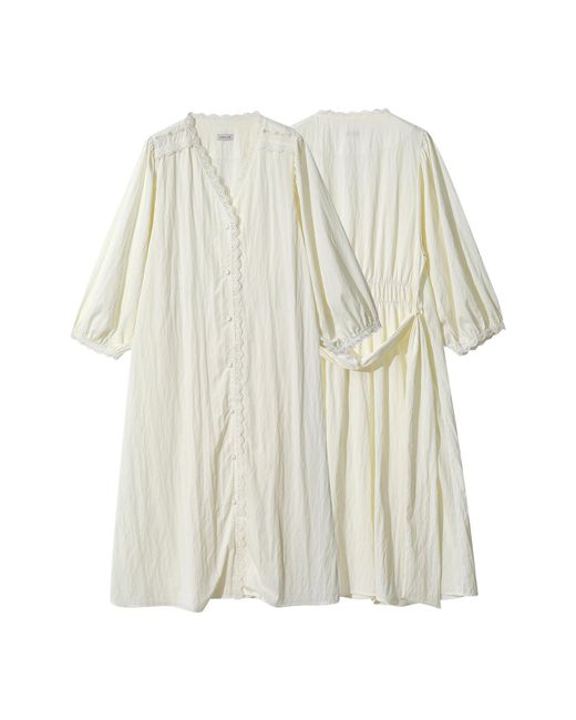Luna Luz Natural Neutrals Caché Washed Shirt Robe Dress