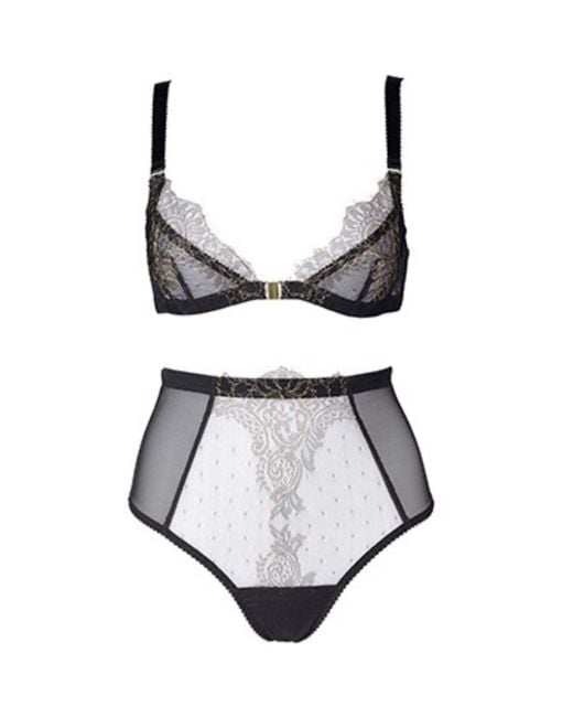 Something Wicked Black Arabella Sheer Lace High Waisted Thong
