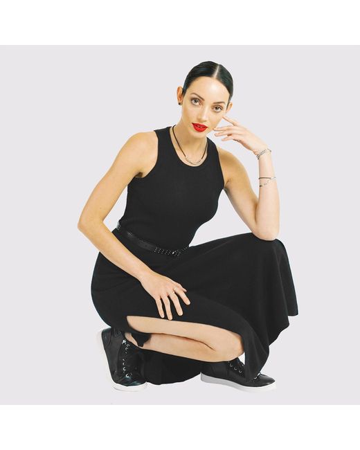 Zenzee Black Cashmere Maxi Dress With Side Slits