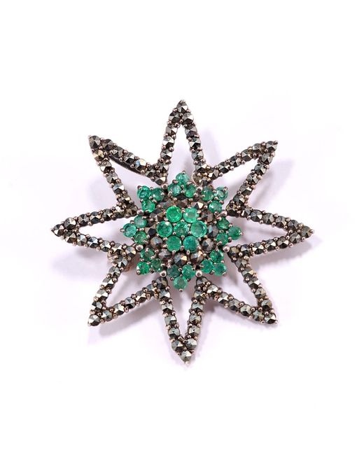 Mineralgems•Studio Green Star Brooch With Emerald