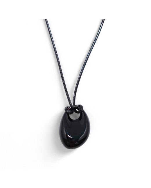 Miss Cecilia Metallic Oval Pebble Cord Necklace